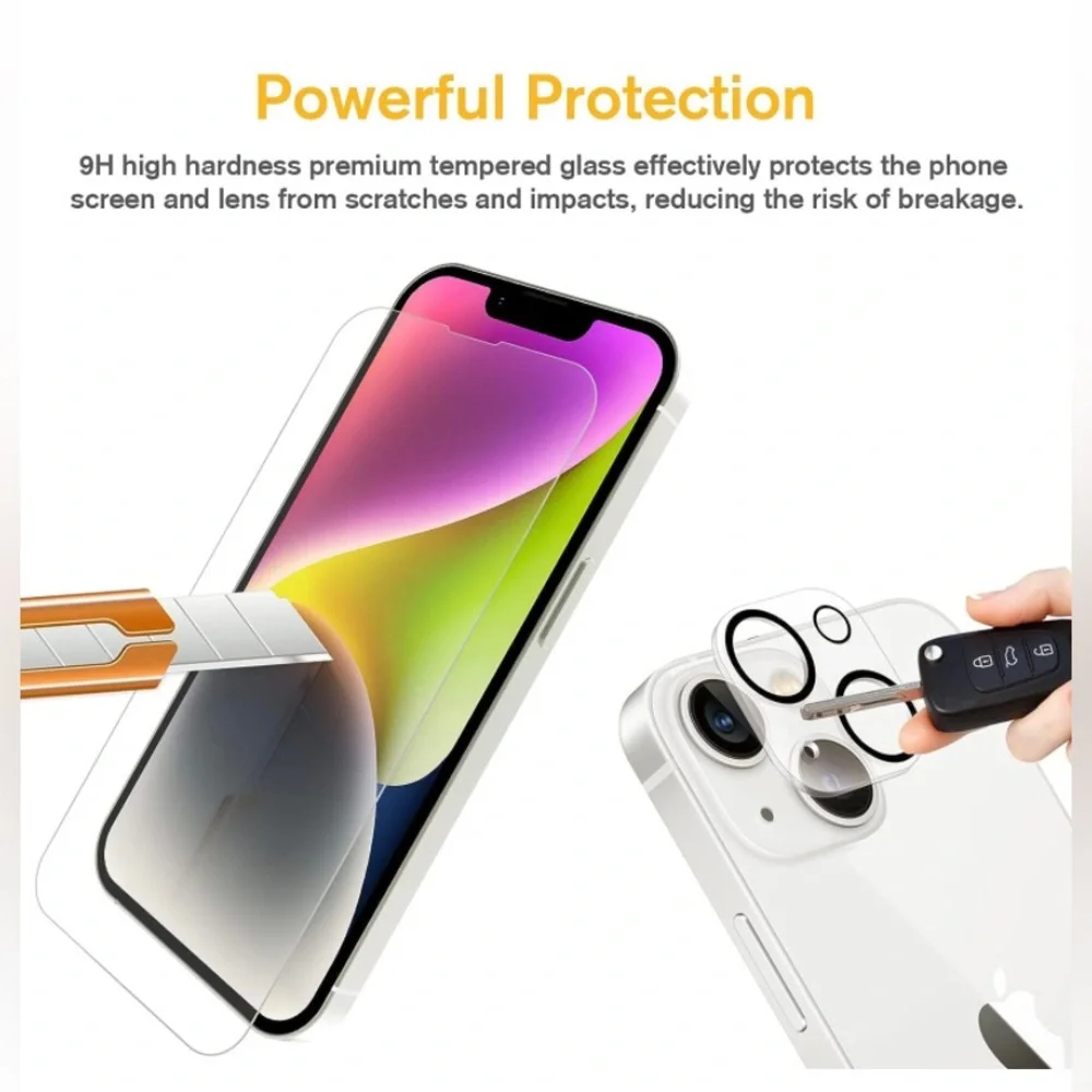 2 Pack Tempered Glass Screen Protector iPhone 14 Pro Max Camera Lens Protector